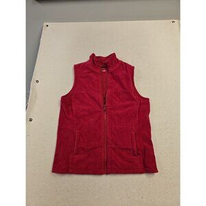 Lands' End Fleece Vest Women's Small Red Full Zip Outerwear Outdoor Lined
